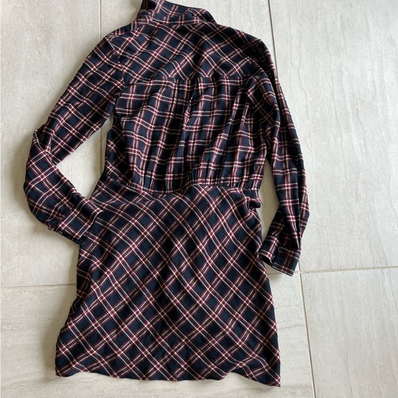 Veronica Beard Asymmetrical Red Plaid Shirt Dress Size 0 - Picture 6 of 11